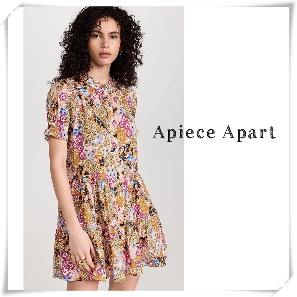Apiece Apart Dress Las Altheas Floral Mini Dress Cream Multi Wildflowers Size M